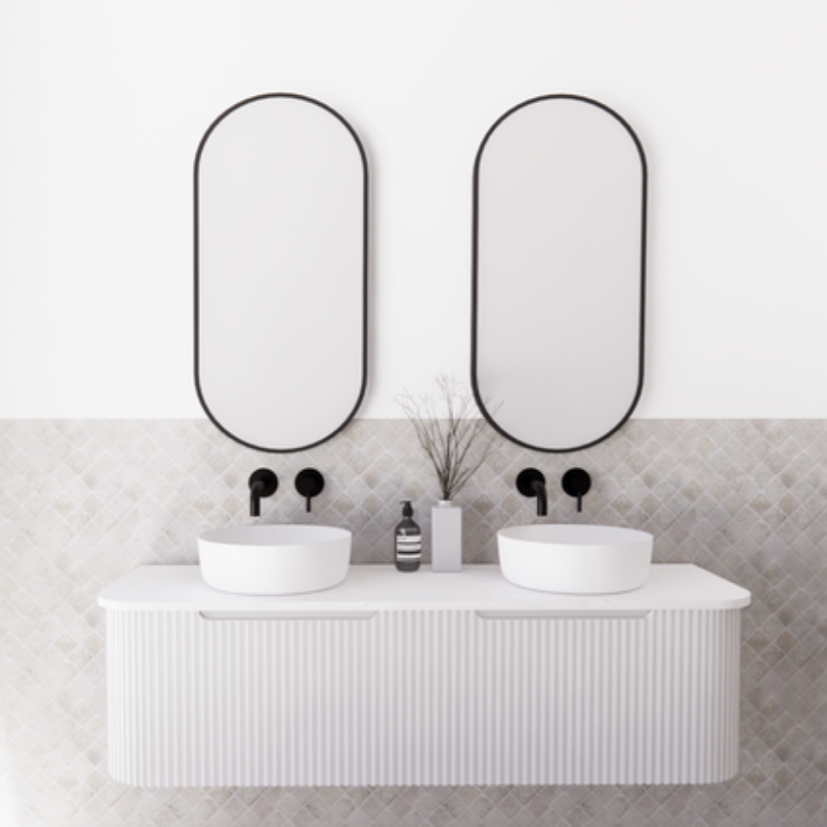 ABS BERGEN Wall Hung Double Bowl Vanity 1500mm (Matte White)