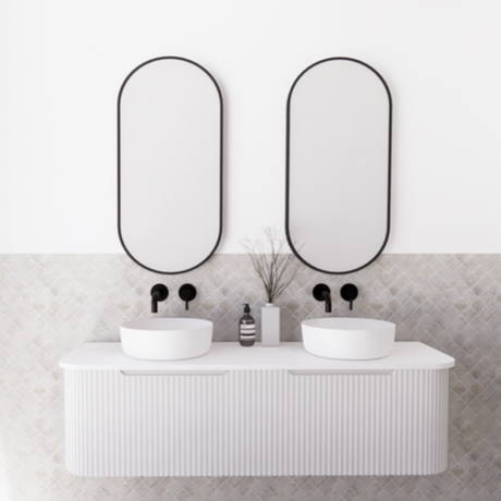 ABS BERGEN Wall Hung Double Bowl Vanity 1500mm (Matte White)