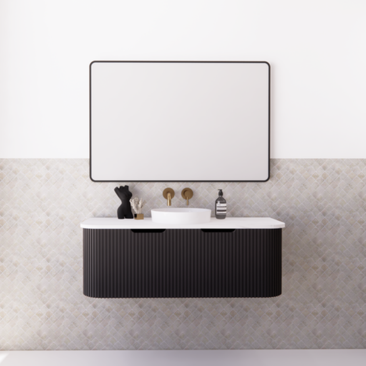 ABS BERGEN Wall Hung Single Bowl Vanity 1200mm (Matte Black)