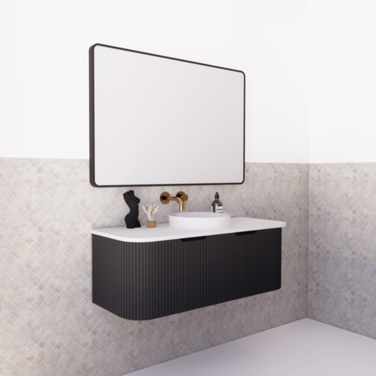 ABS BERGEN Wall Hung Single Bowl Vanity 1200mm (Matte Black)