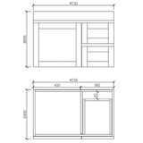 ABS BOSTON Matt Grey Wall Hung Vanity 750mm-drawing