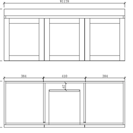 ABS BOSTON Matt Grey Wall Hung Vanity Double Bowl 1200mm drawing