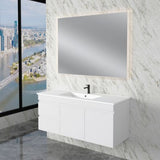 ABS LESS Gloss White Wall Hung Single Bowl Vanity 1200mm