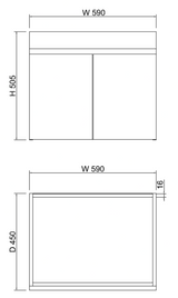 ABS LESS Gloss White Wall Hung Vanity 600mm drawing