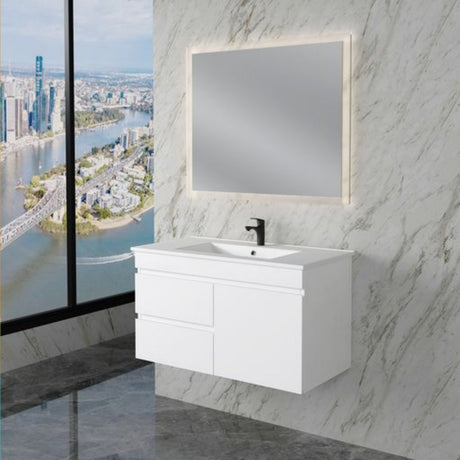 ABS LESS Gloss White Wall Hung Vanity 900mm