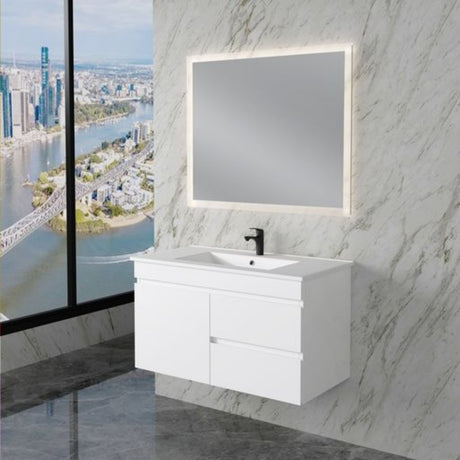 ABS LESS Gloss White Wall Hung Vanity 900mm