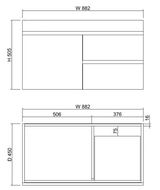 ABS LESS Gloss White Wall Hung Vanity 900mm