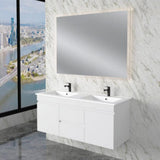 ABS LESS Gloss White Wall Hung Vanity Double Bowl 1200mm