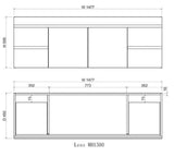 ABS LESS Gloss White Wall Hung Vanity Single Bowl 1500mm-drawing