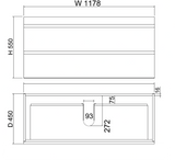 ABS MF Light American Oak Wall Hung Single Bowl Vanity 1200mm drawing