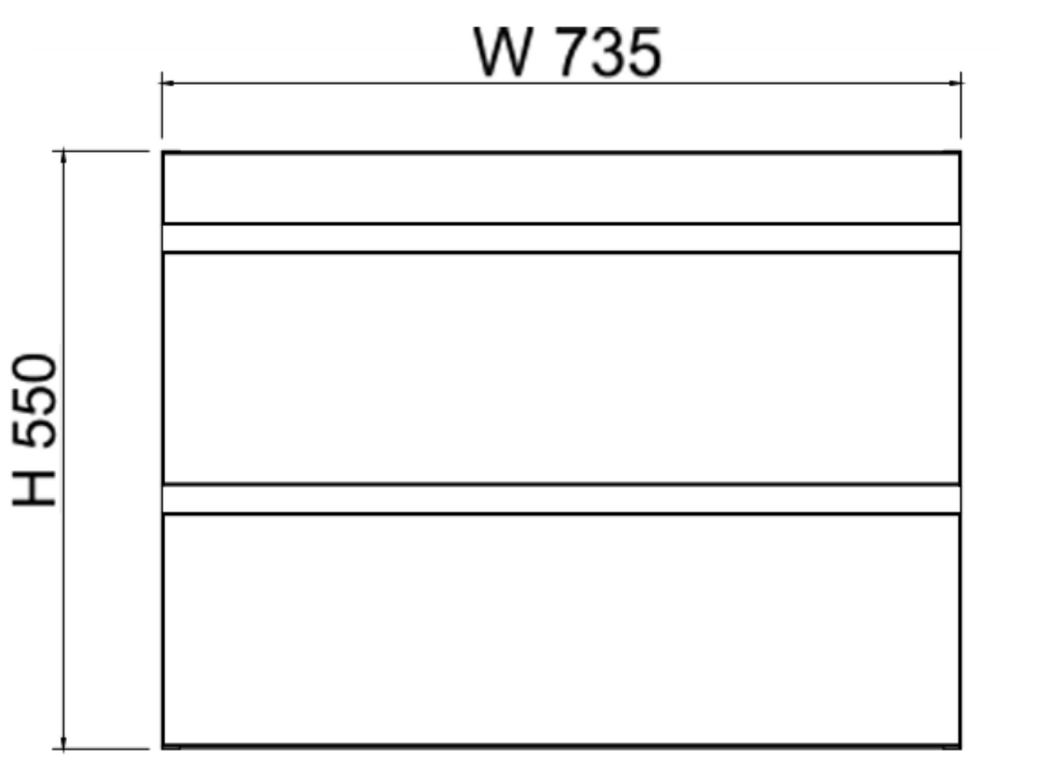 ABS MF Light American Oak Wall Hung Vanity 750mm drawing