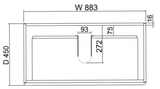 ABS MF Light American Oak Wall Hung Vanity 900mm-drawing