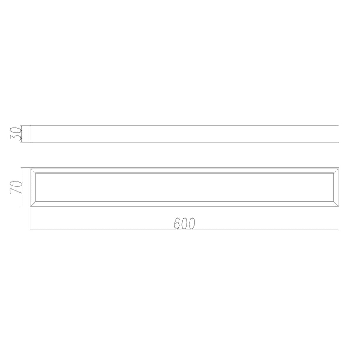 Cavallo AR41 Square Single Towel Rail 600mm - Brushed Gold Technical Drawing