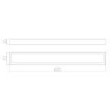 Cavallo AR41 Square Single Towel Rail 600mm - Brushed Gold Technical Drawing