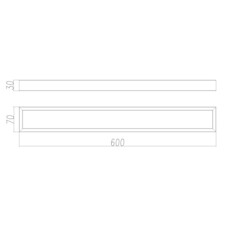 Cavallo AR41 Square Single Towel Rail 600mm - Brushed Gold Technical Drawing