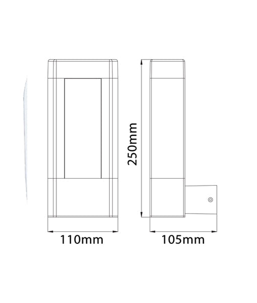 AMUN: Exterior LED Matt Black Rectangular Surface Mounted Wall Light IP54