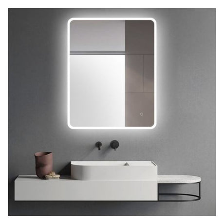 AQUA Curved Rim LED Rectangle Frameless Mirror 600x750mm
