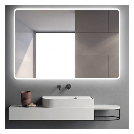 AQUA Curved Rim LED Rectangle Frameless Mirror 900x750mm