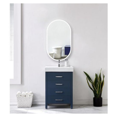 AQUA LED Oval Acrylic Frameless Mirror 450x750mm