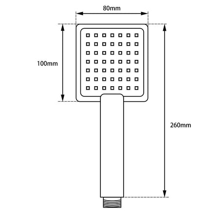 AQU Square Handheld Shower - Black Technical Drawing