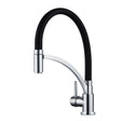 AQU Brass Pull Down Rubber Spout Kitchen Mixer Black & Chrome