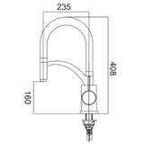 AQU Brass Pull Down Rubber Spout Kitchen Mixer Black & Chrome