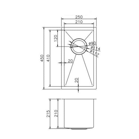 AQU Brushed Brass Kitchen Sink (250x450x215)
