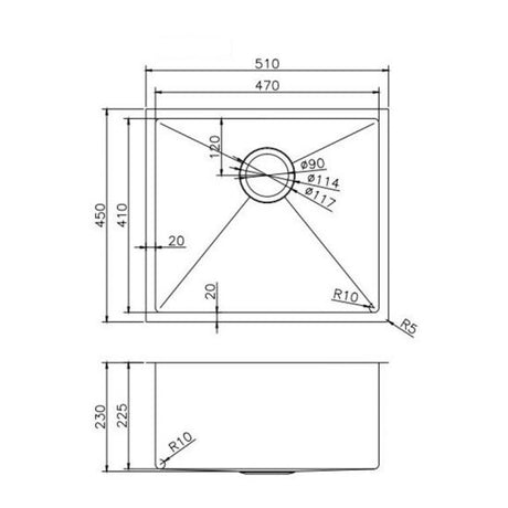 AQU Brushed Brass Kitchen Sink (510x450x230)