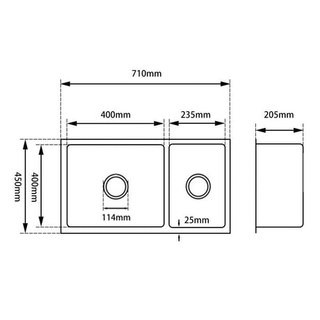 AQU Dark Grey Kitchen Sink (710x450x205)