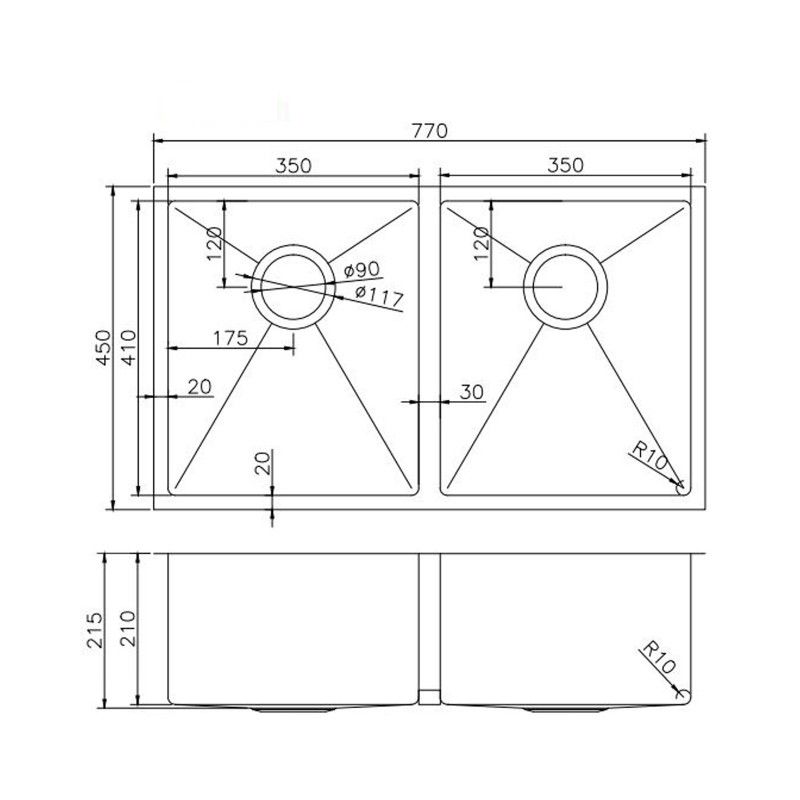 AQU Gunmetal Kitchen Sink Kit- 770x450x215mm