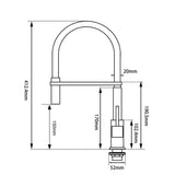 AQU Kitchen Sink Mixer Tap - Black & Chrome Technical Drawing