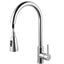 AQU Round Pull Out Shower Kitchen Sink Mixer Tap Chrome