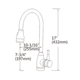 Round Vintage Pull Out Kitchen Sink Mixer Tap - Chrome Technical Drawing