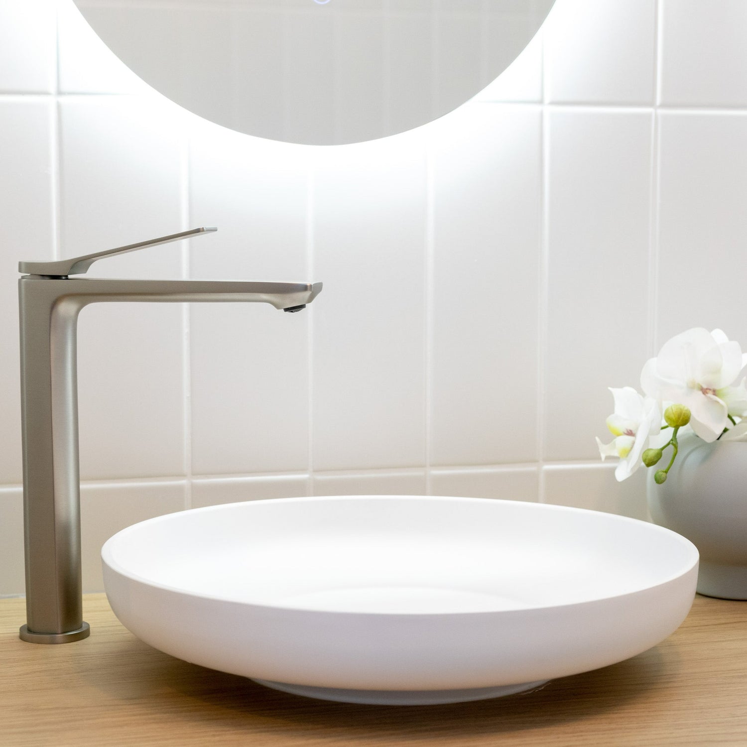 AQU RUSHY Tall Basin Mixer - Brushed Nickel
