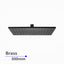 AQU Square Brass Rainfall Shower Head 300mm - Black