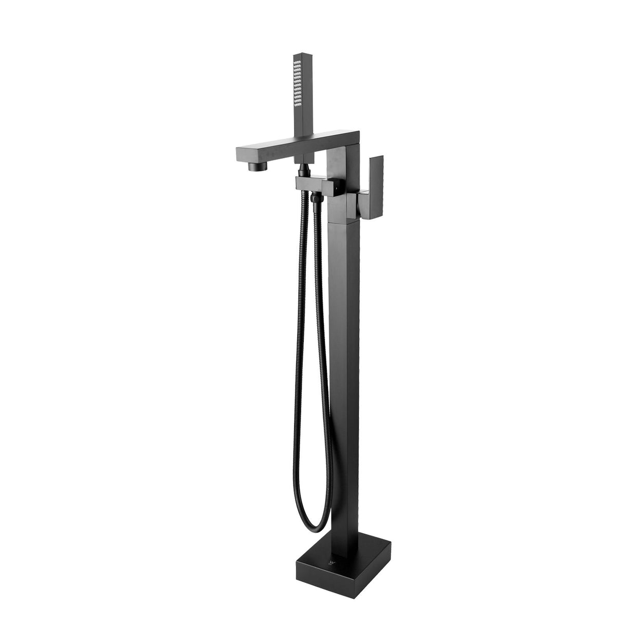 AQU Square Freestanding Bath Mixer With Handheld Shower - Black