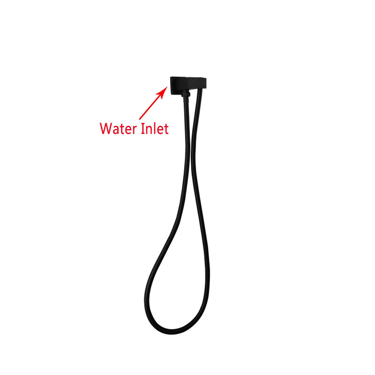 AQU Square Shower Holder Wall Connector Hose Only - Black