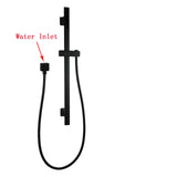 AQU Square Wall Mounted Sliding Rail With Water Hose Wall Connector Only - Black