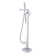 AQU Square Freestanding Bath Mixer With Handheld Shower - Chrome