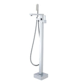 AQU Square Freestanding Bath Mixer With Handheld Shower - Chrome