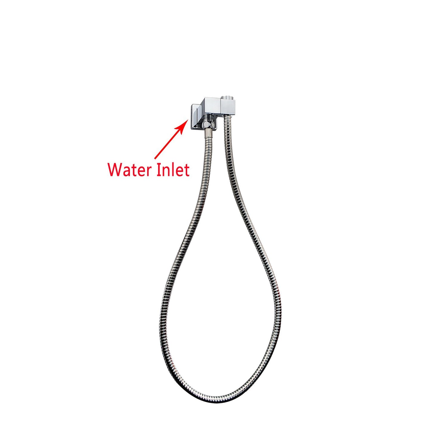 AQU Square Shower Holder Wall Connector Hose Only - Chrome