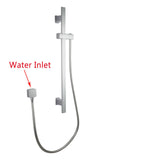 AQU Square Wall Mounted Sliding Rail With Water Hose Wall Connector Only - Chrome