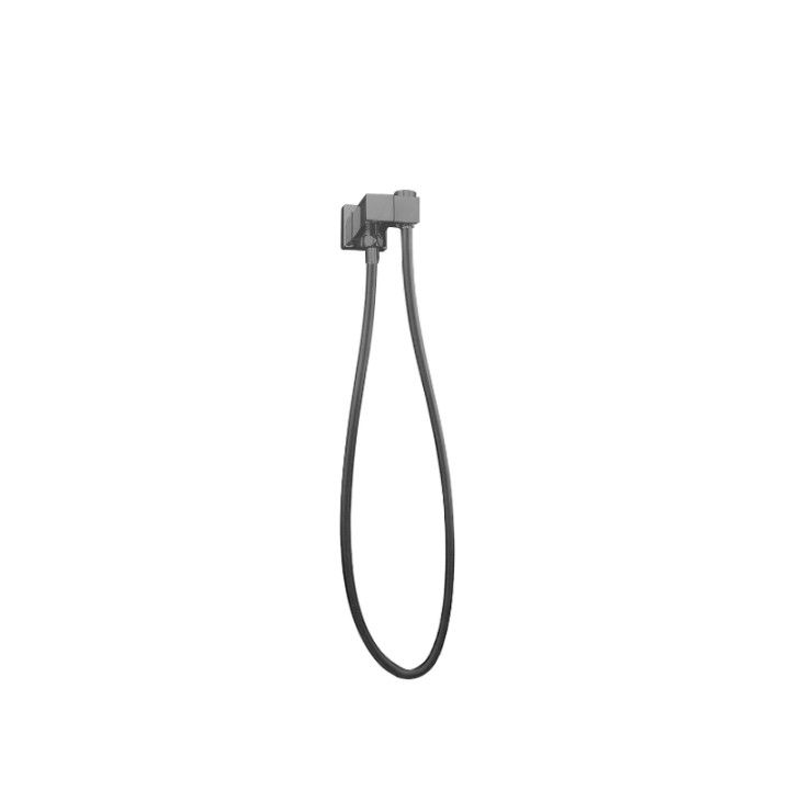 AQU Square Shower Holder Wall Connector Hose Only - Brushed Gun Metal