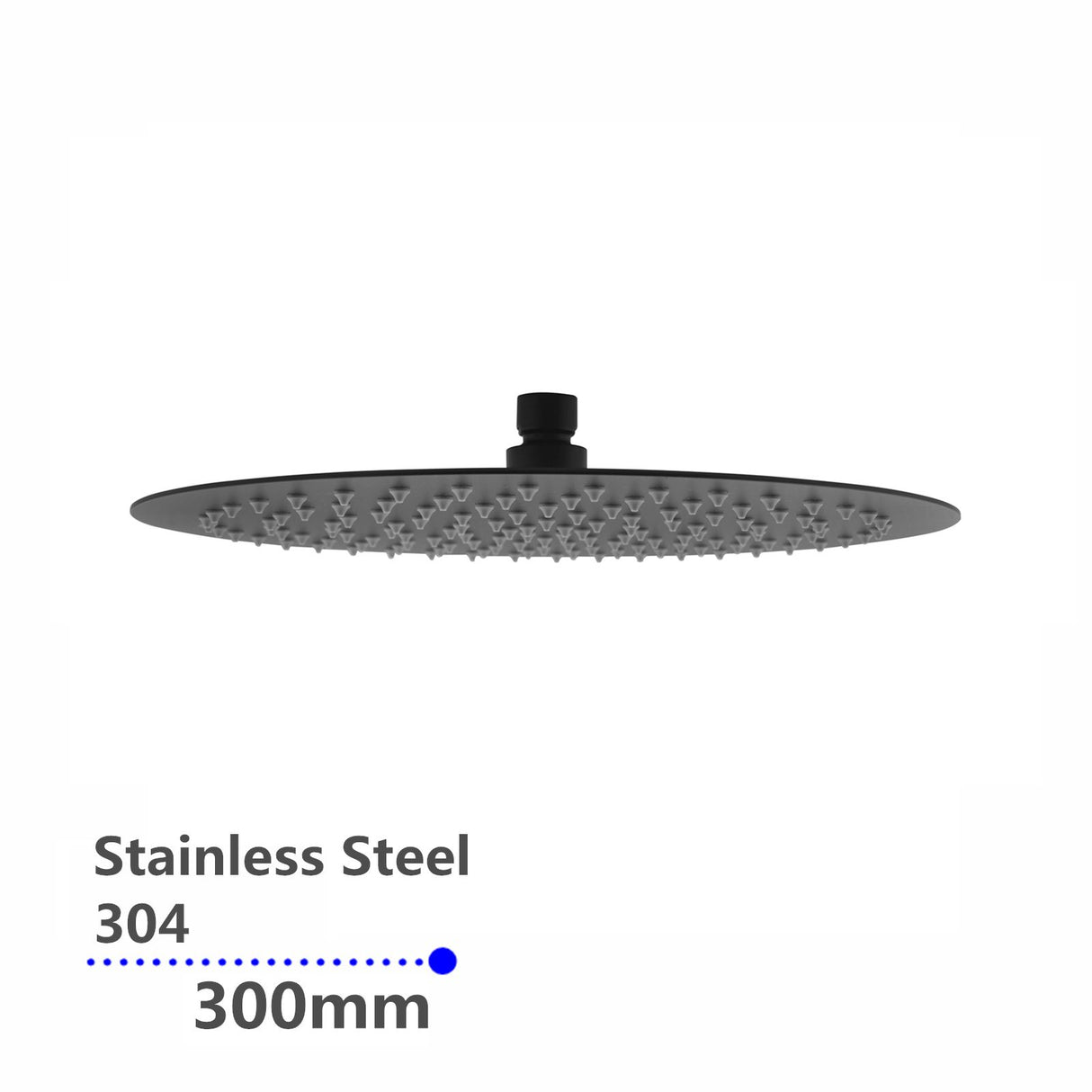 AQU Super Slim Round Rainfall Shower Head 300mm - Black