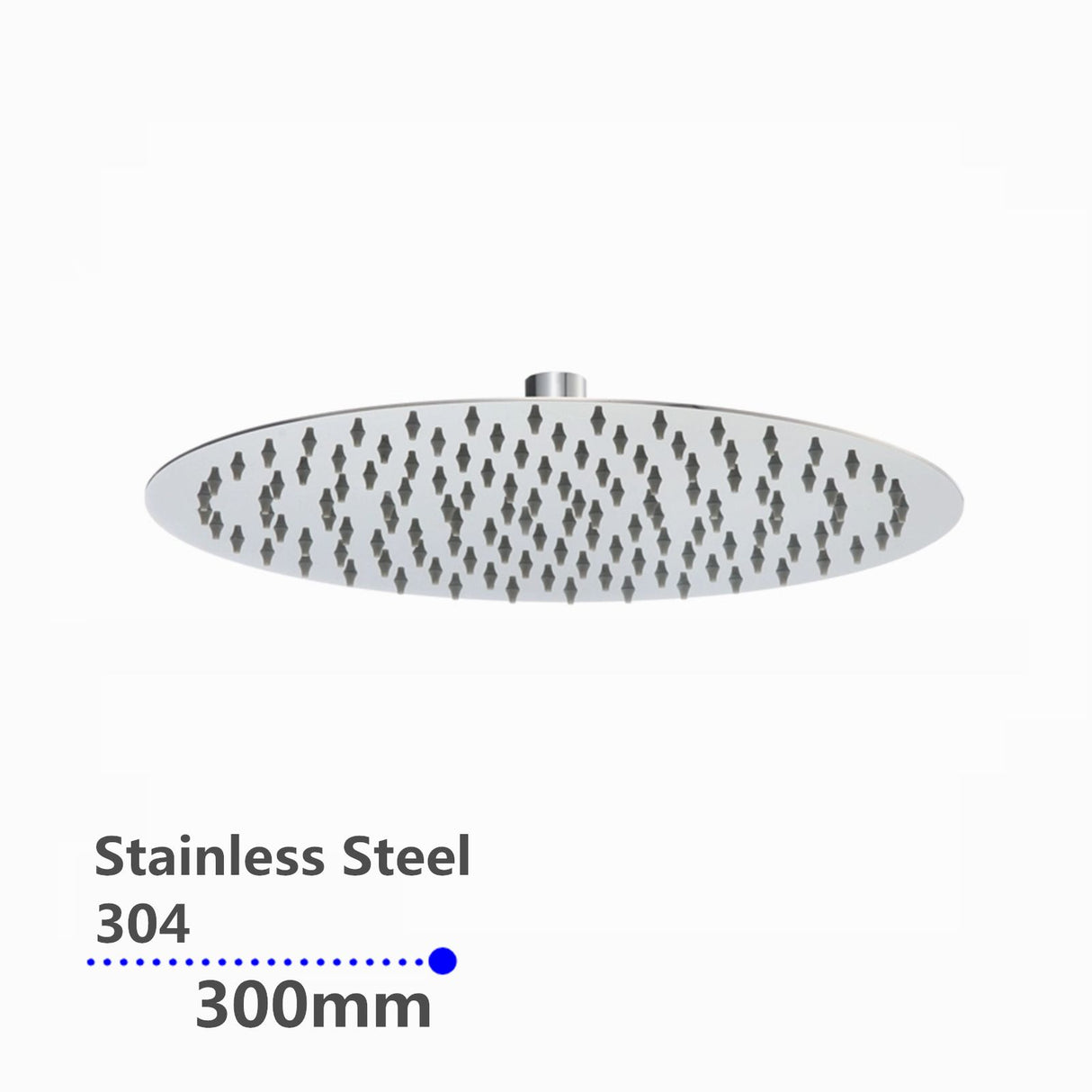 AQU Super Slim Round Rainfall Shower Head 300mm - Chrome