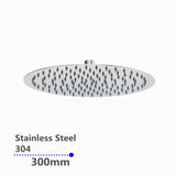 AQU Super Slim Round Rainfall Shower Head 300mm - Chrome