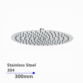 AQU Super Slim Round Rainfall Shower Head 300mm - Chrome
