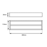 Cavallo AR42-8 Square Double Towel Rail 800mm - Brushed Gold Technical Drawing