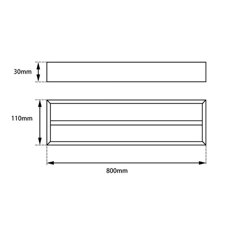 Cavallo AR42-8 Square Double Towel Rail 800mm - Brushed Gold Technical Drawing