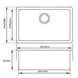 ARETE Black Granite Quartz Kitchen Sink 635x469mm